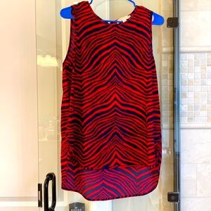 Michael Kors High Low Silky Zebra Print Tank